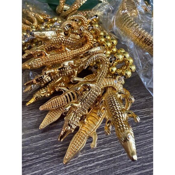 8 piece gold alligator, snake bracelets - Picture 2 of 8